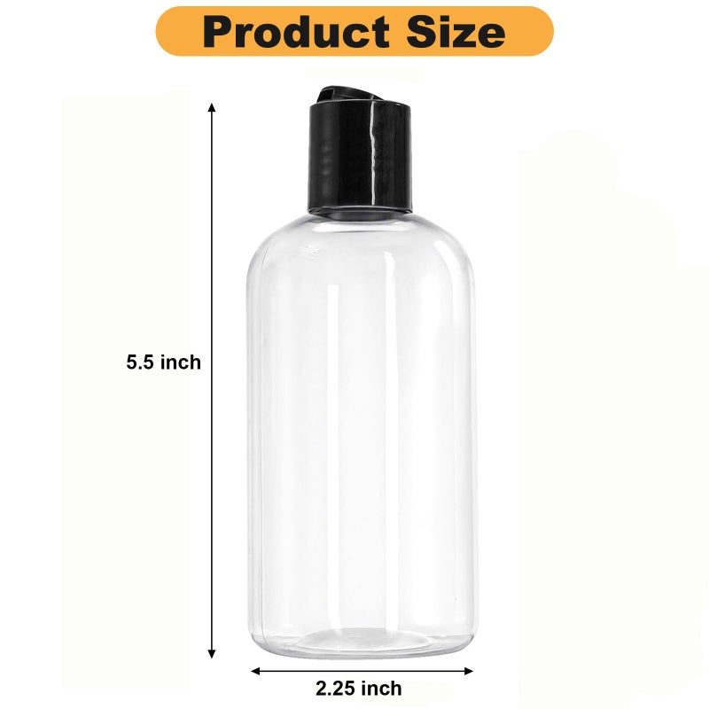 Bekith 16 Pack 8oz Clear Plastic Empty Bottles with Disc Top Caps, Refillable Travel Containers for Shampoo, Lotions, Liquid Body Soap, Creams - Image 2